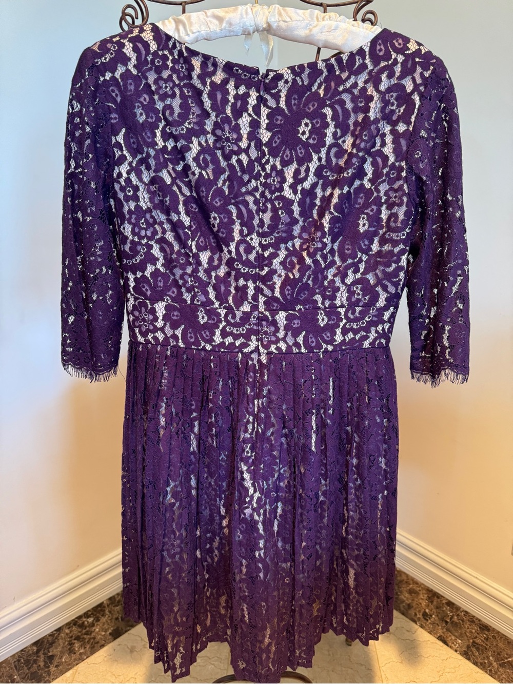 Eliza J Purple Lace V-Neck Fit & Flare Dress - Picture 4 of 6